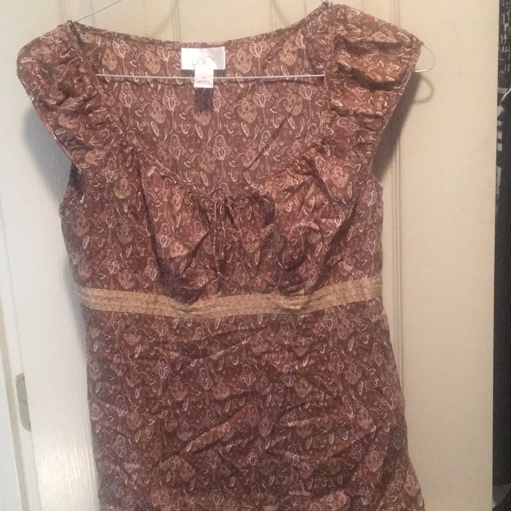 Cap sleeve brown pattern top